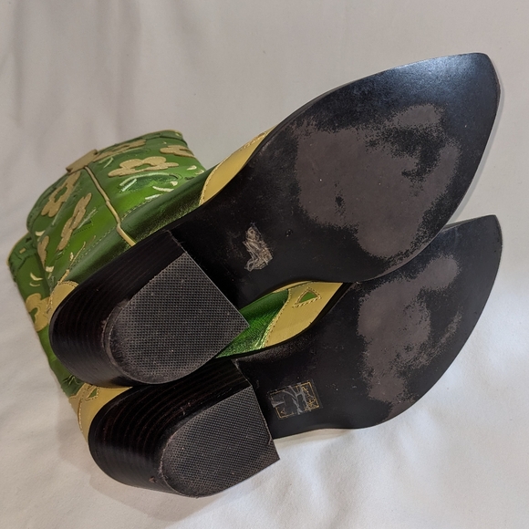 Looney-Hi Jeffrey Campbell Green Floral Western Boots Size 6 - Picture 8 of 12